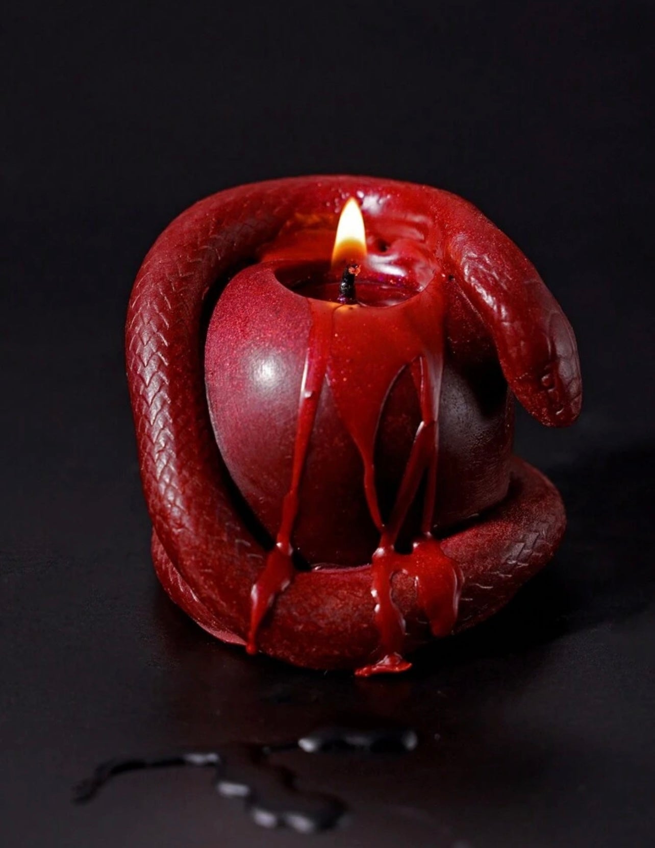 Adam and Eve Red Forbidden Fruit with Snake Candle