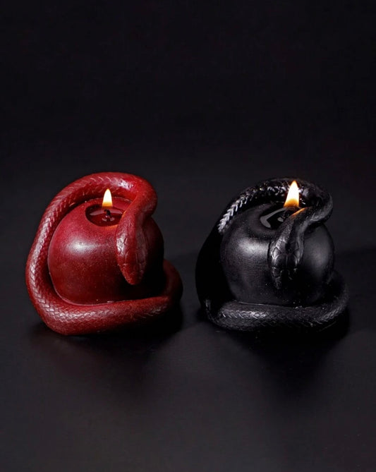 Adam and Eve Red Forbidden Fruit with Snake Candle