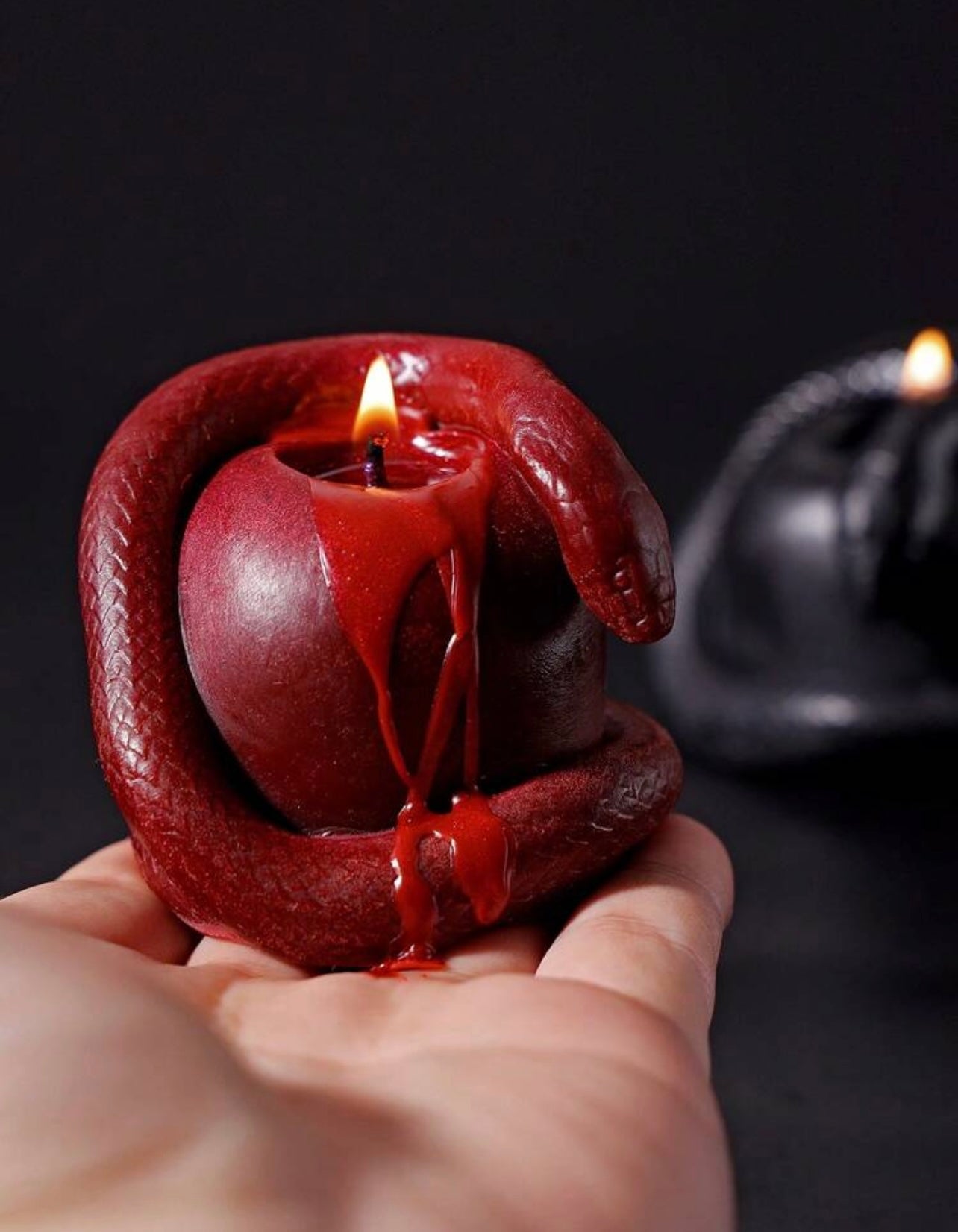 Adam and Eve Red Forbidden Fruit with Snake Candle