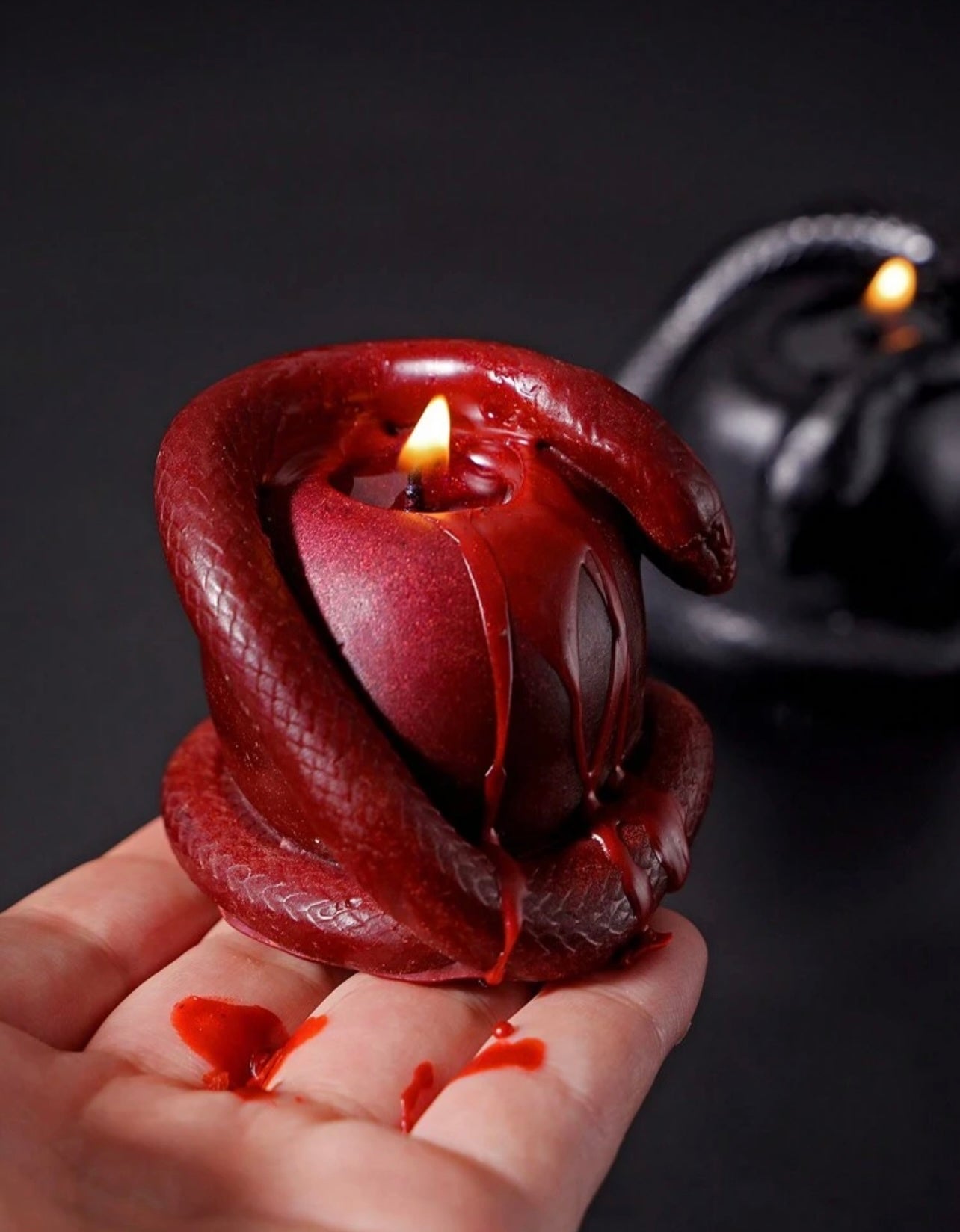 Adam and Eve Red Forbidden Fruit with Snake Candle